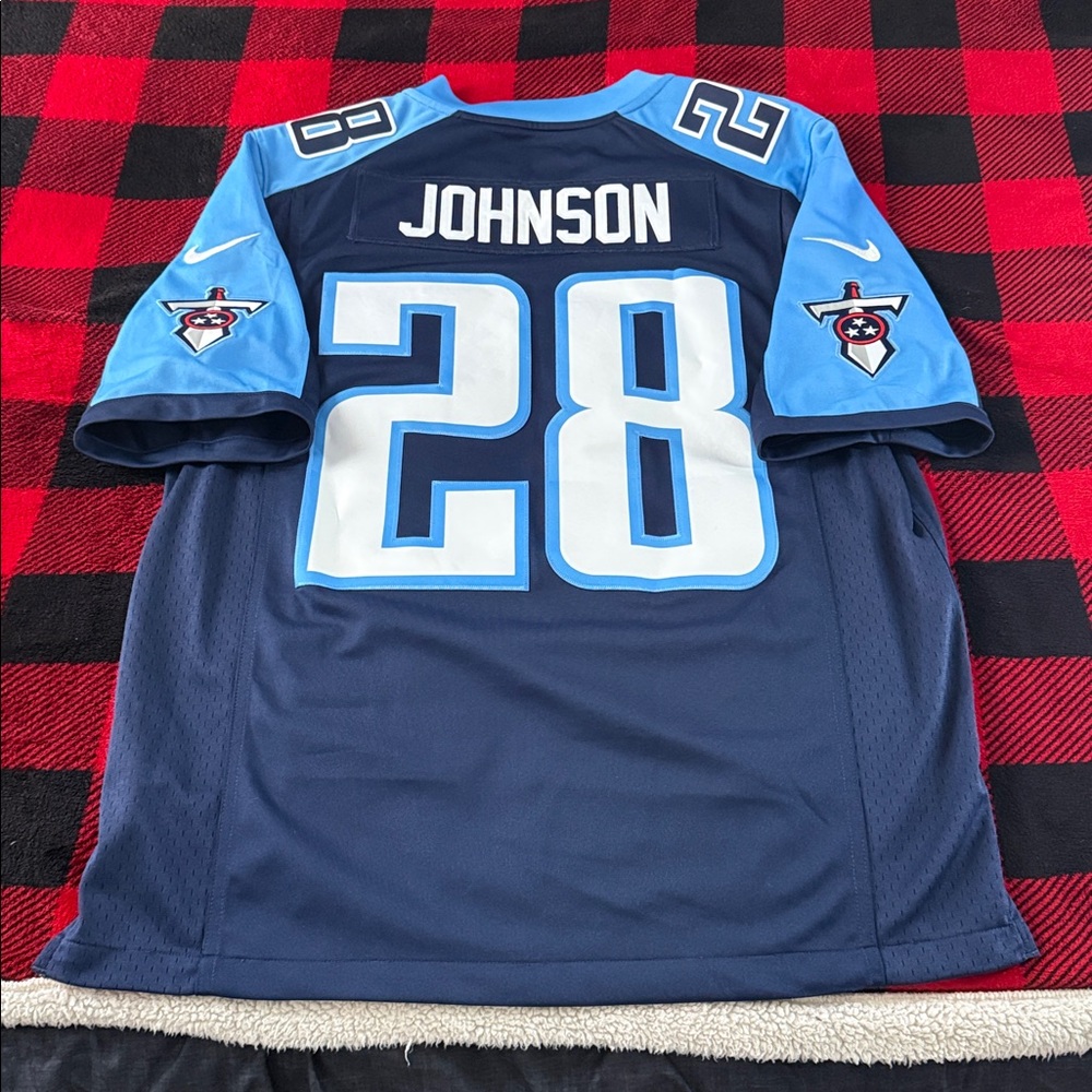 Tennessee Titans #28 Chris Johnson NFL On Field Home Nike Jersey